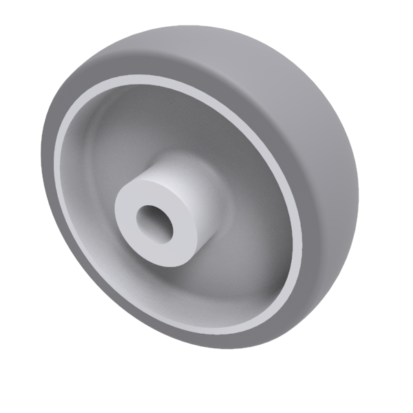 Grey Rubber 100mm Plain Bearing Wheel 80kg Load