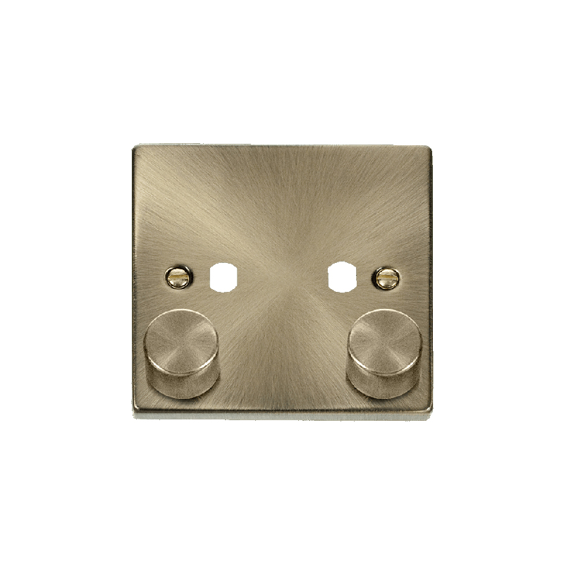 Click Deco 2 Gang Unfurnished Dimmer Plate and Knob (800W Max) Antique Brass