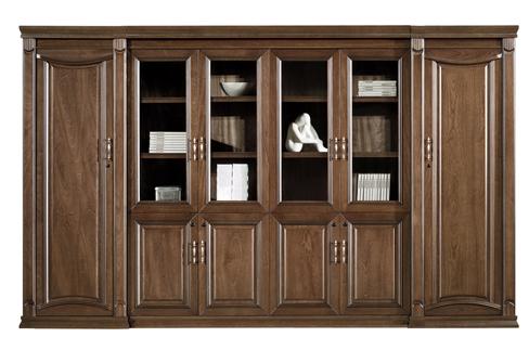 Suppliers Of High Quality Real Wood Veneer Executive Bookcase with Glass Doors - 3400mm - KM2K06 UK