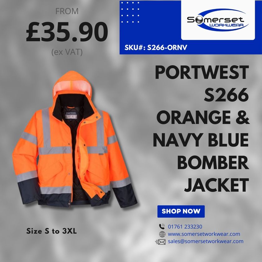 Portwest S266 Orange & Navy Blue Bomber Jacket
