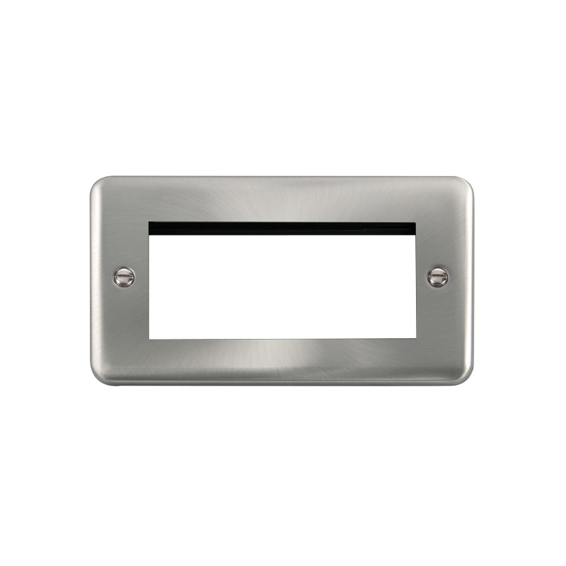 Click Deco Plus New Media 4 Aperture Grid Face Plate Satin Chrome