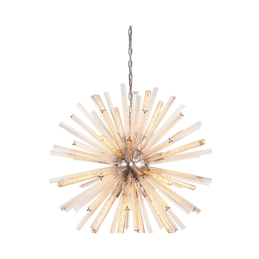 Luxuria Seneca 90cm 16 Light E27 Round Pendant Polished Nickel / Champagne Gold Glass