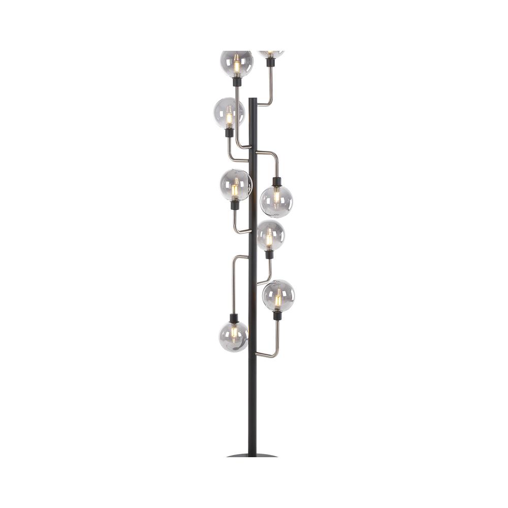 Luxuria Casablanca Floor Lamp 8 Light G9 Graphite / Satin Nickel / Smoke Glass