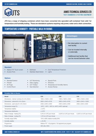 Technical Specifications for Stability Chambers