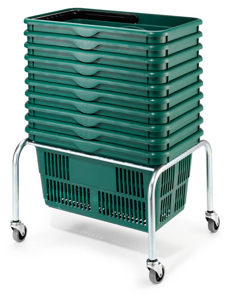 Low Mobile Plastic Basket Stacker