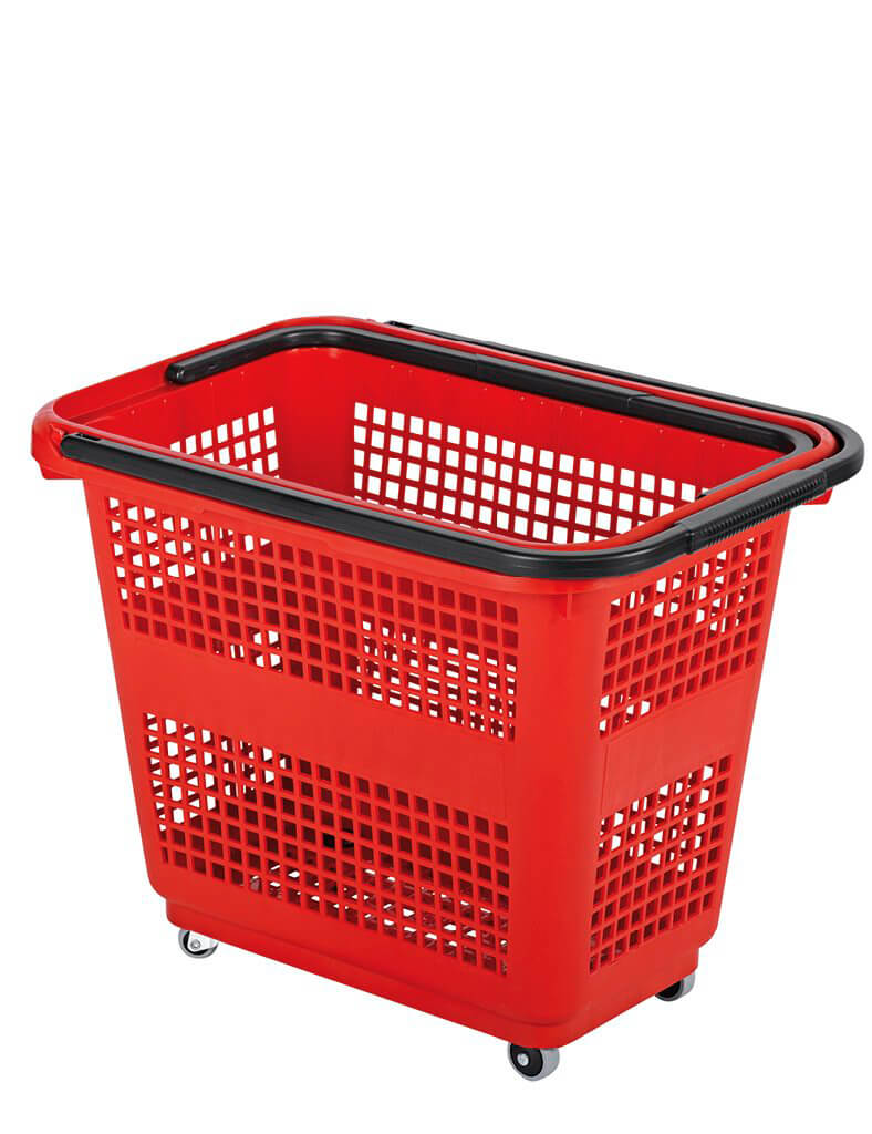 Medium 4 Wheel Coloured Trolley Basket for Supermarket