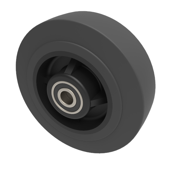 Black Elastic Rubber 75 Shore A 250mm Ball Bearing Wheel 600kg Load
