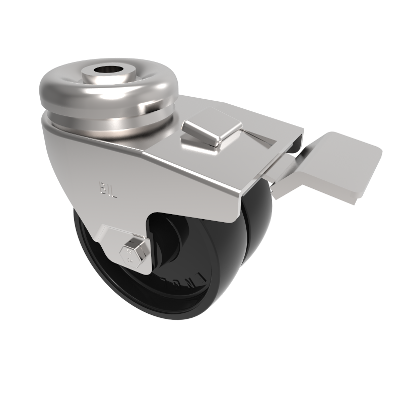 Polypropylene Bolt Hole Swivel Castor Brake 75mm 90kg Load