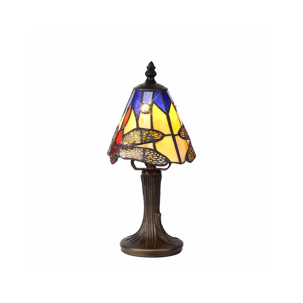 Luxuria Broadway Tiffany Table Lamp 1xE14 Black/Gold Blue/Orange/Crystal Shade