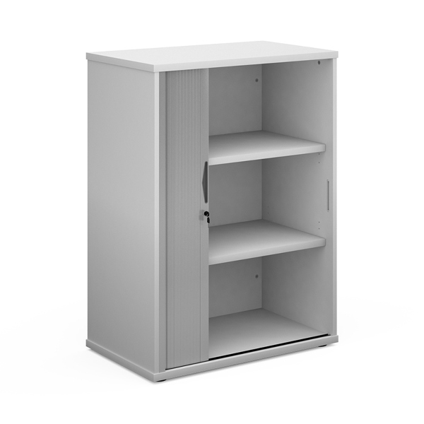 Universal Tambour Cupboard with 2 Shelves - White