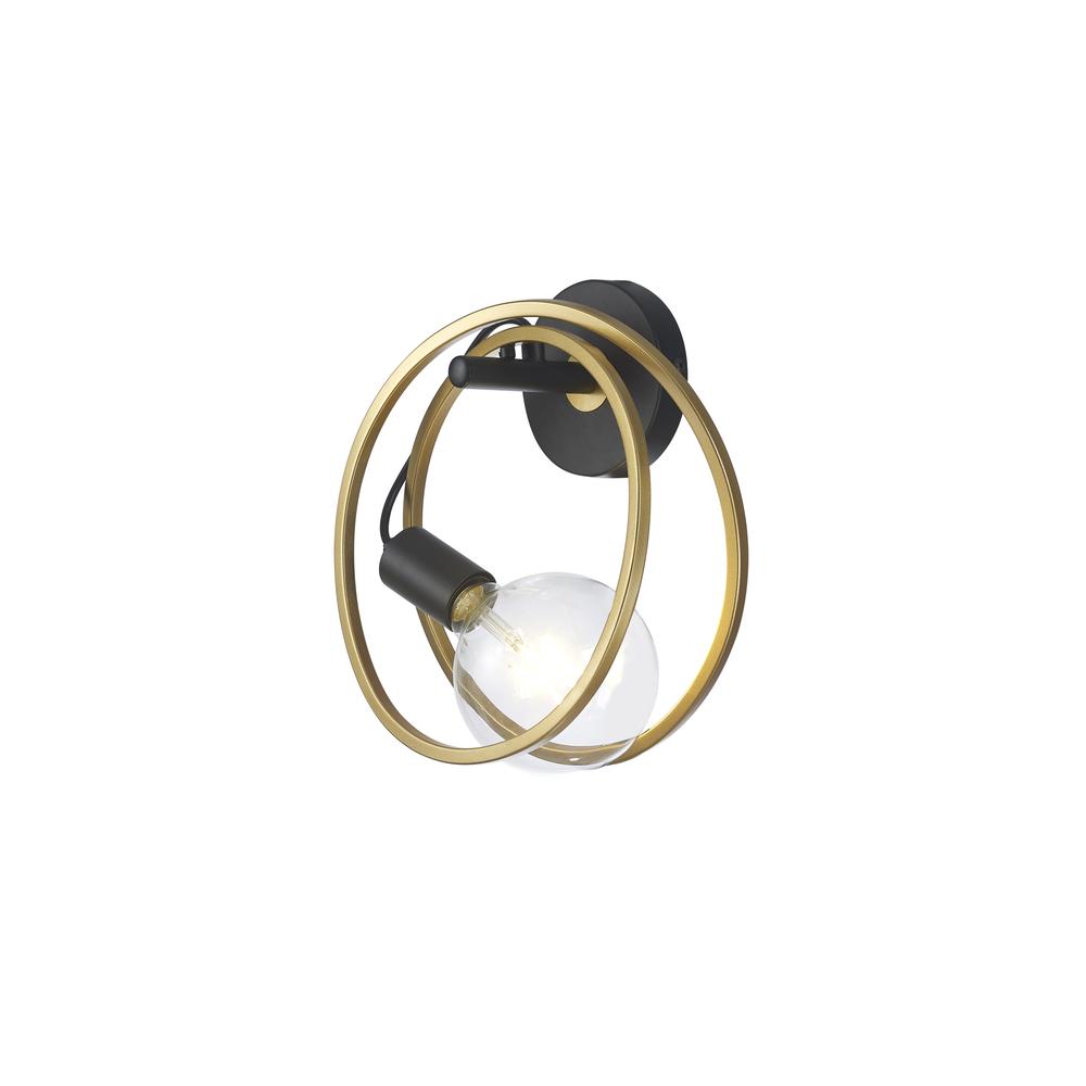 Luxuria Nook Double Ring Wall Light 1 Light E27 Matt Black / Painted Gold