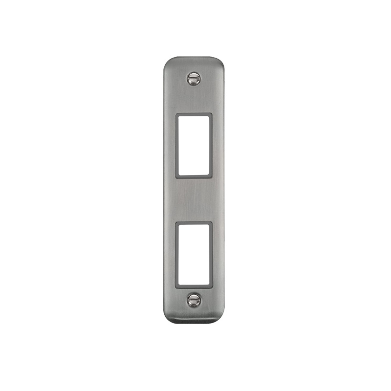 Click Deco Plus MiniGrid 2 Aperture Architrave Face Plate Stainless Steel Grey Inserts