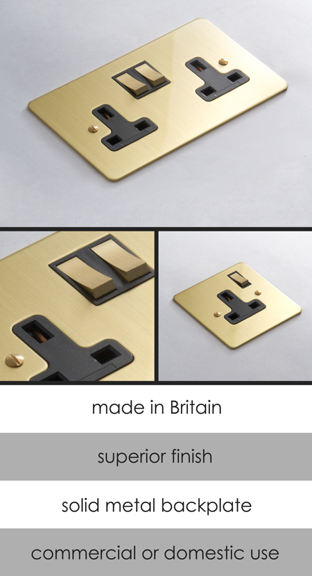 Brushed Gold Electrical Plug Socket (123BB)