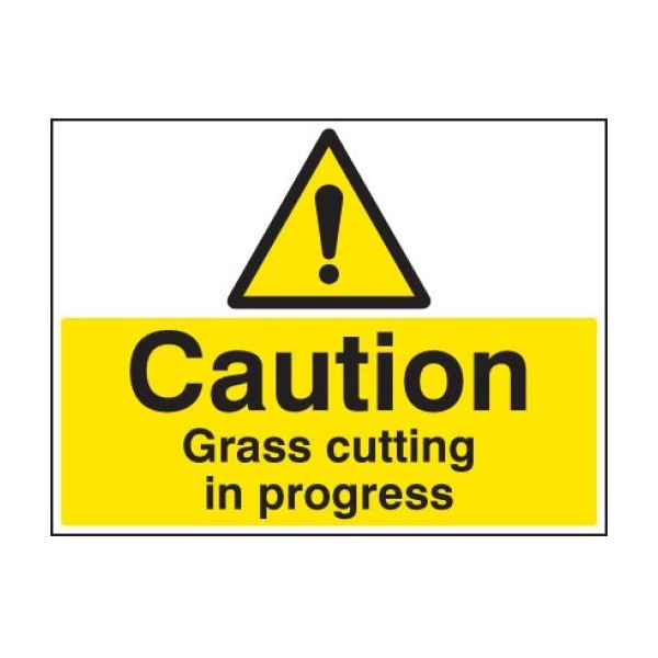 Caution Grass Cutting in Progress - Rigid Plastic