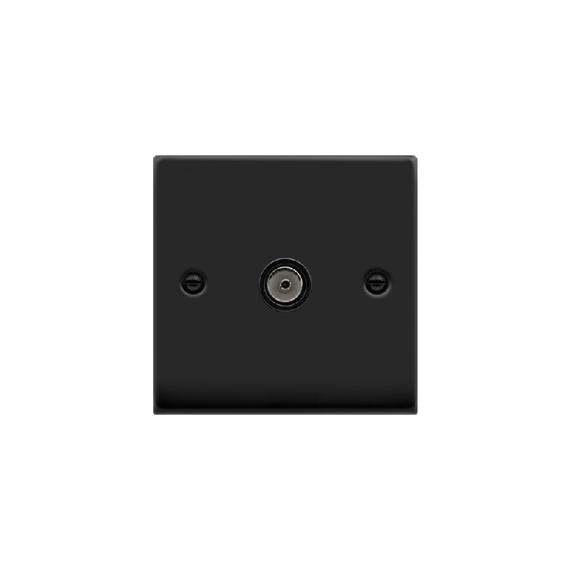 Click Deco Single Non-Isolated Coaxial Socket Outlet Matt Black Insert Black