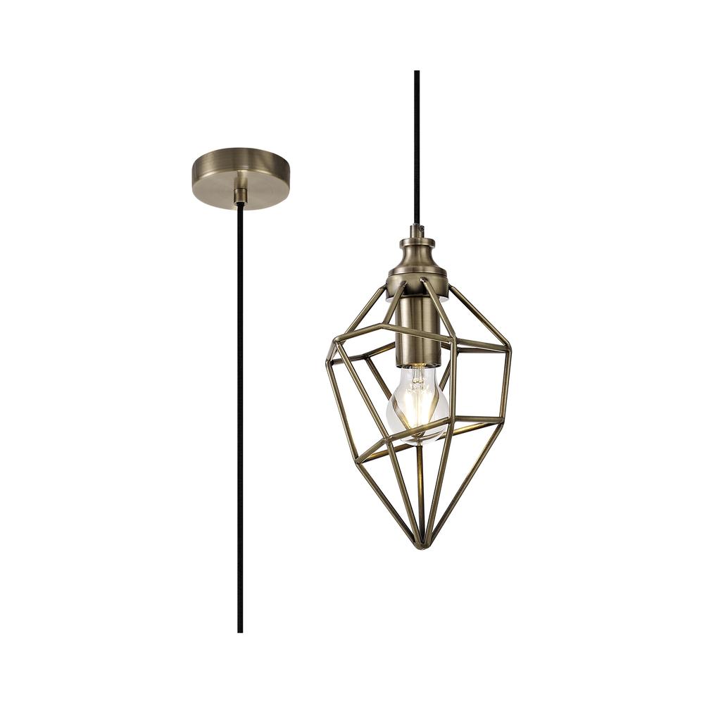 Luxuria Lumiere 16cm Small Pendant Light E27 Antique Brass