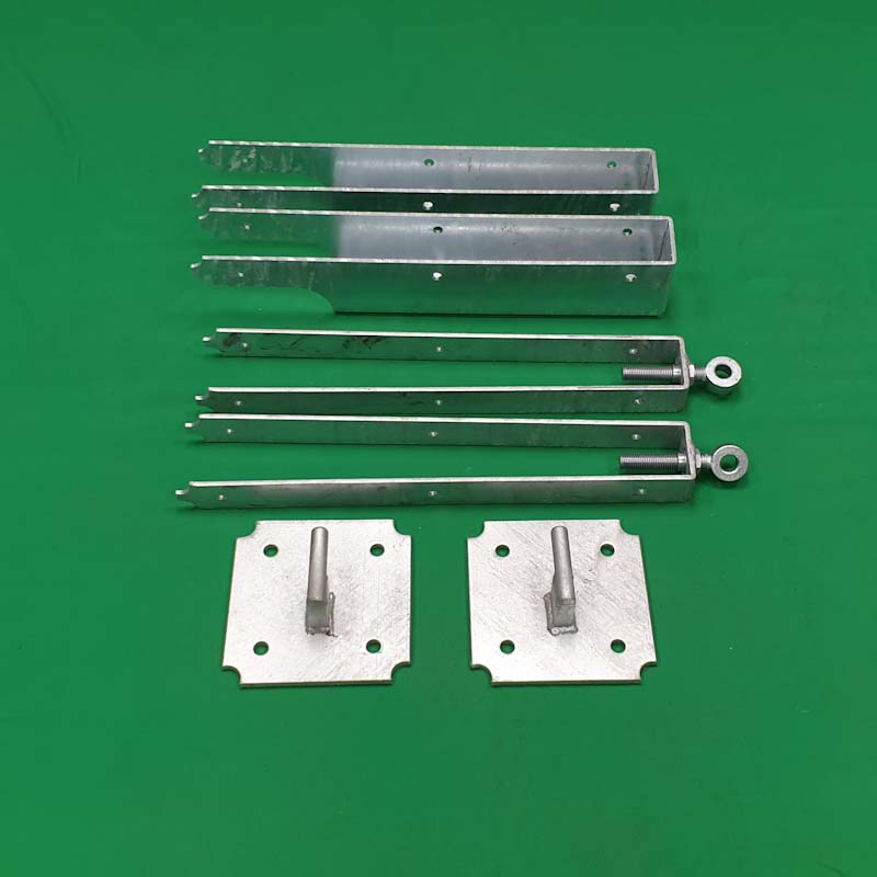 In&#45;line Hinge, Shoe & Wall Plates Pair Kit Galvanised &#40;New Style&#41;