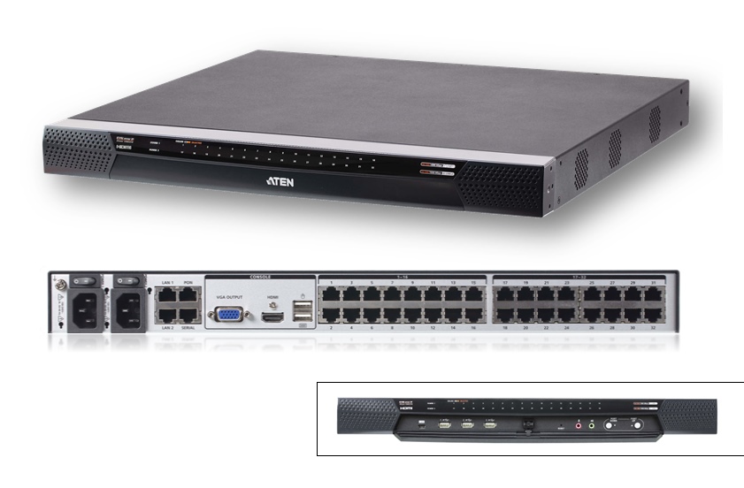 KN8032VB - Aten - 1-Local/8-Remote Access Shared Access 32-Port Multi-Interface Cat 5 KVM over IP Switch with VM & Panel Array Mode, 1920 x 1200 (KN Range) *NEW*