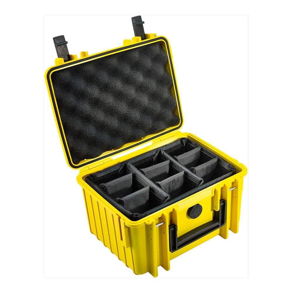 B&W Type 2000 Rugged Outdoor.Case - Yellow / Padded Dividers