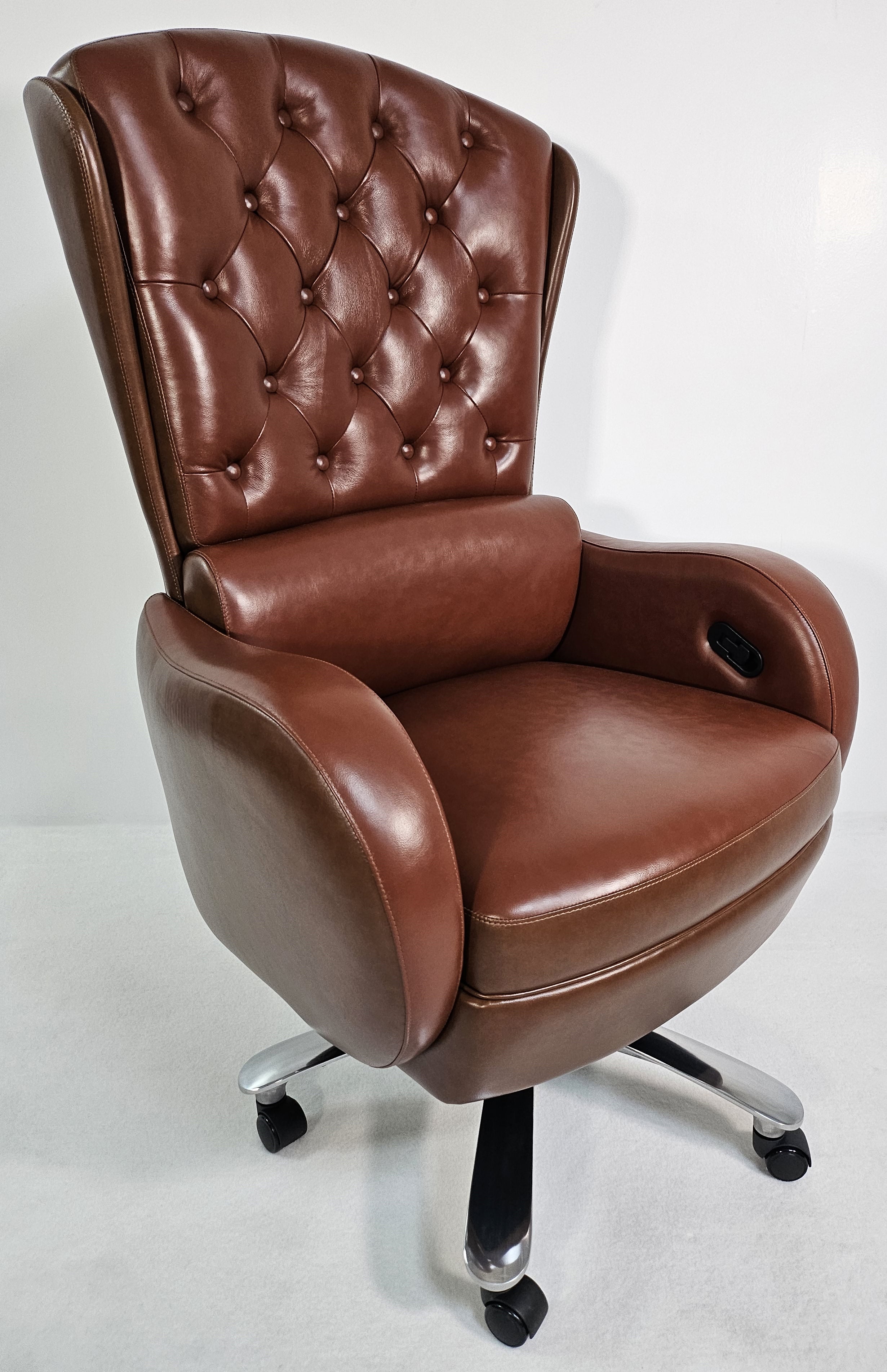 Suppliers Of Genuine Brown Leather High Back Executive Office Chair with Chesterfield Design -  6002HL UK