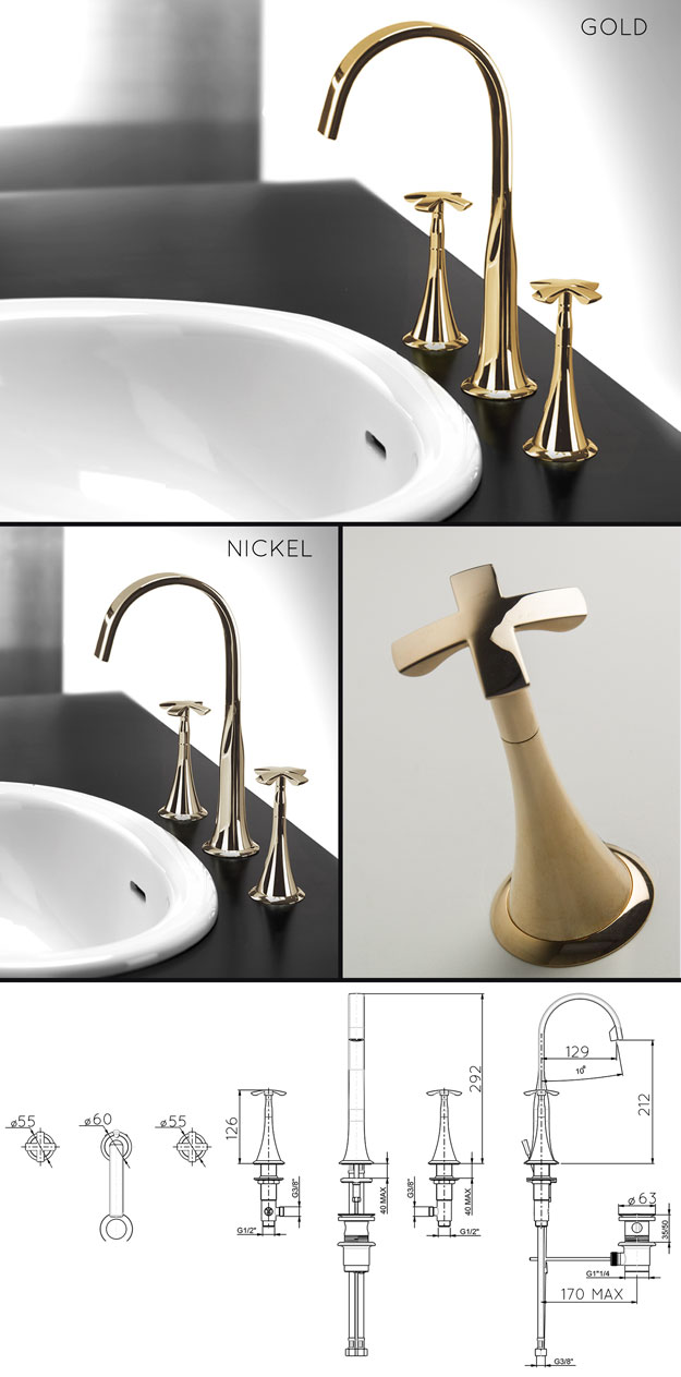 Coox 3 Piece Gold Basin Taps (43B)