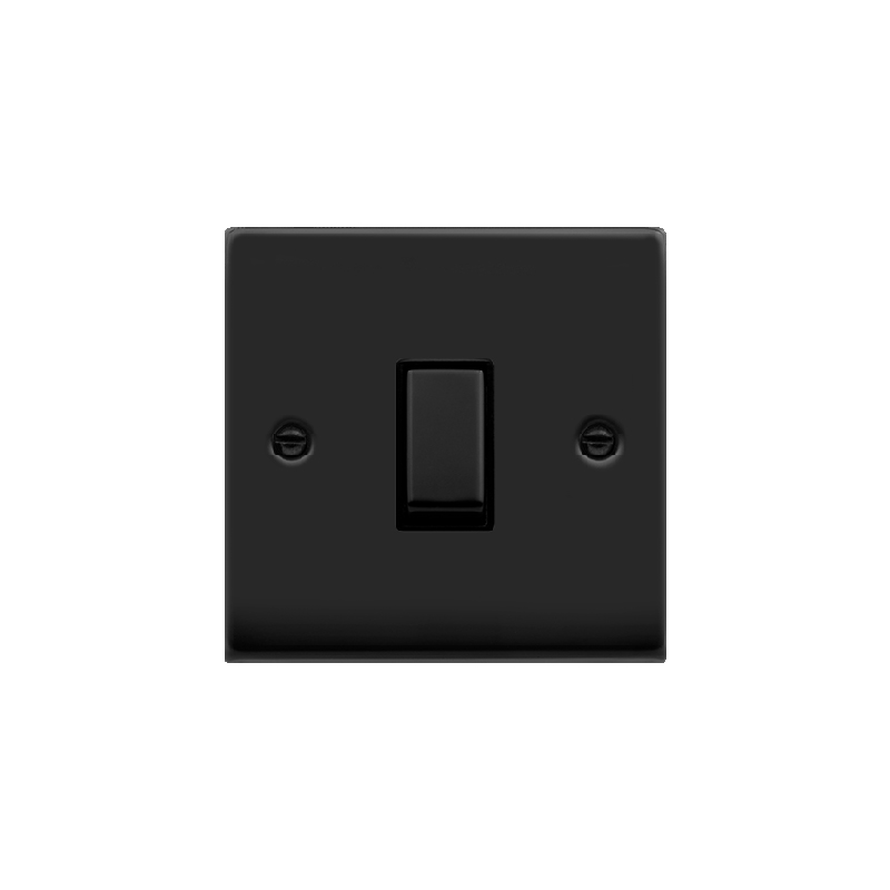 Click Deco 20A 1 Gang Double Pole 'Ingot' Switch Matt Black Insert Black