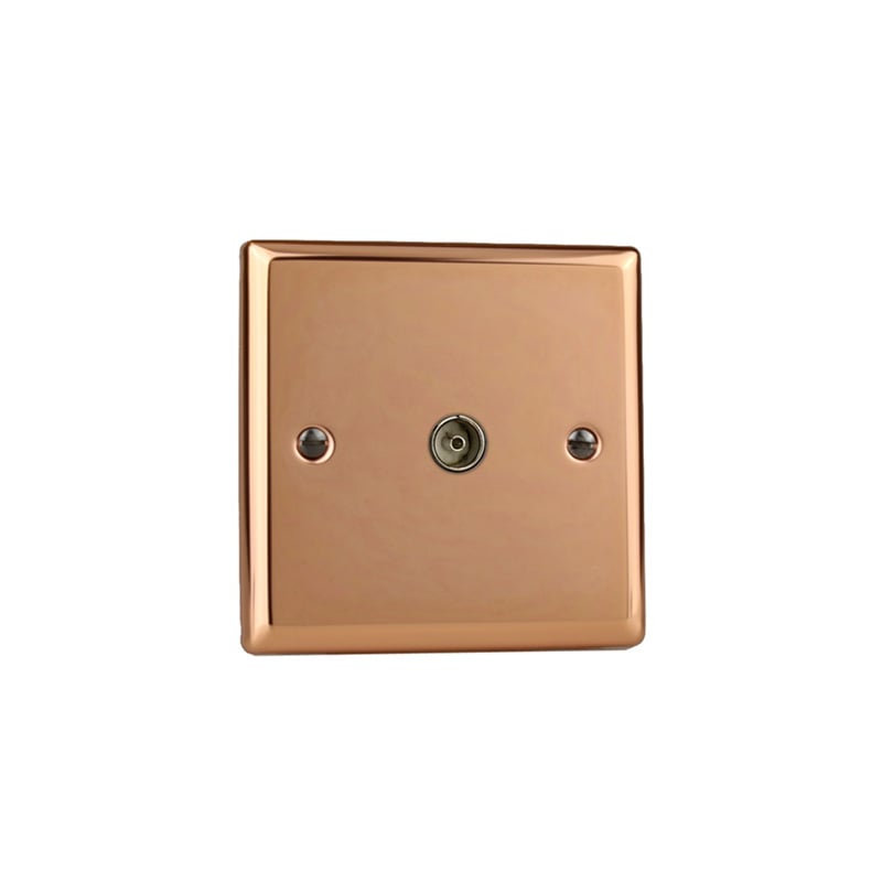 Varilight Urban 1G TV Socket Co-Axial Polished Copper (Standard Plate)
