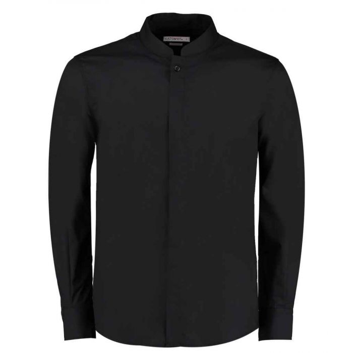 Kustom Kit Long Sleeve Tailored Mandarin Collar Shirt