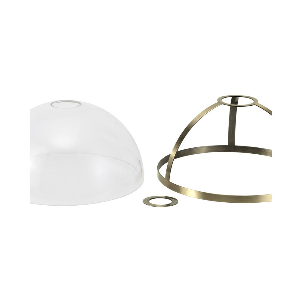 Luxuria Serena Round 30cm Antique Brass / Clear Glass Shade (E) With Metal Trim