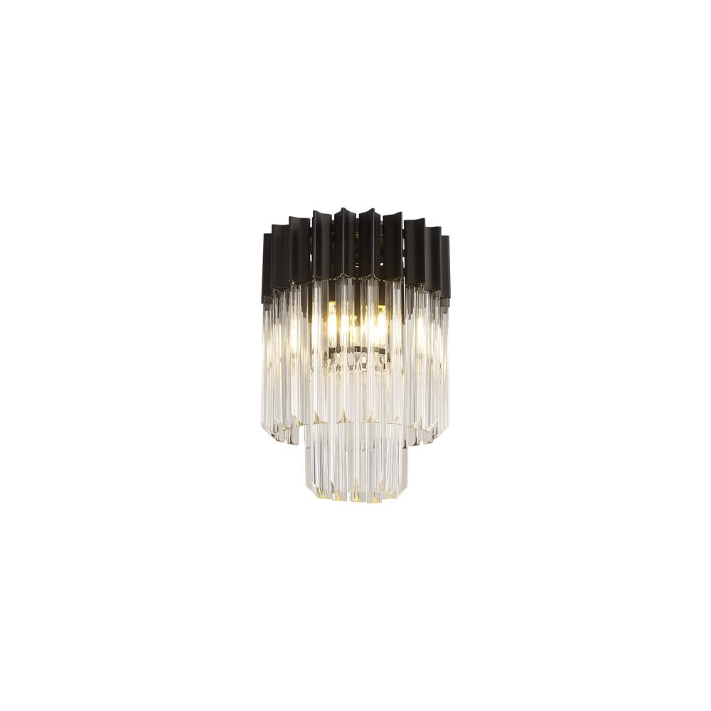 Luxuria Osiris 30cm Ceiling Round 3 Light E14 Matt Black / Clear Sculpted Glass