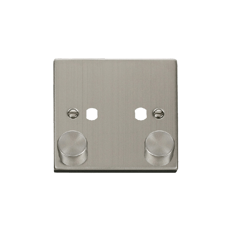 Click Deco 2 Gang Unfurnished Dimmer Plate and Knob (800W Max) Stainless Steel