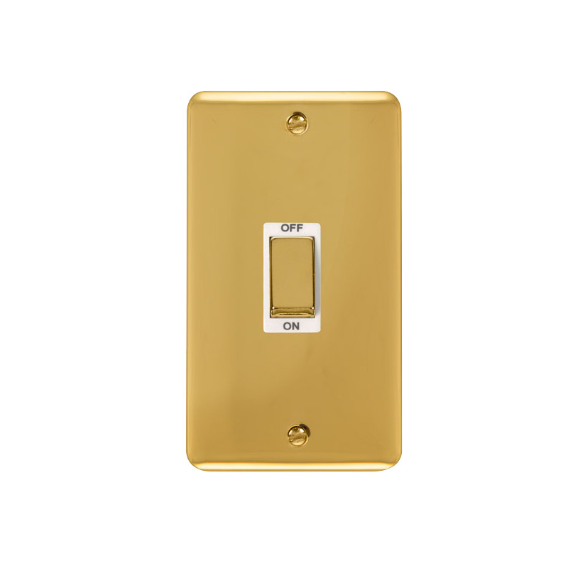 Click Deco Plus Vertical Cooker Switch Polished Brass White Inserts