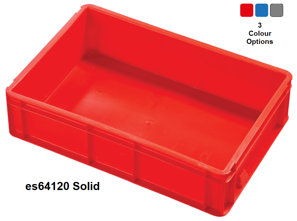 UK Suppliers Of 600x400x75mm Euro Box Container - Grey - Solid For The Retail Sector