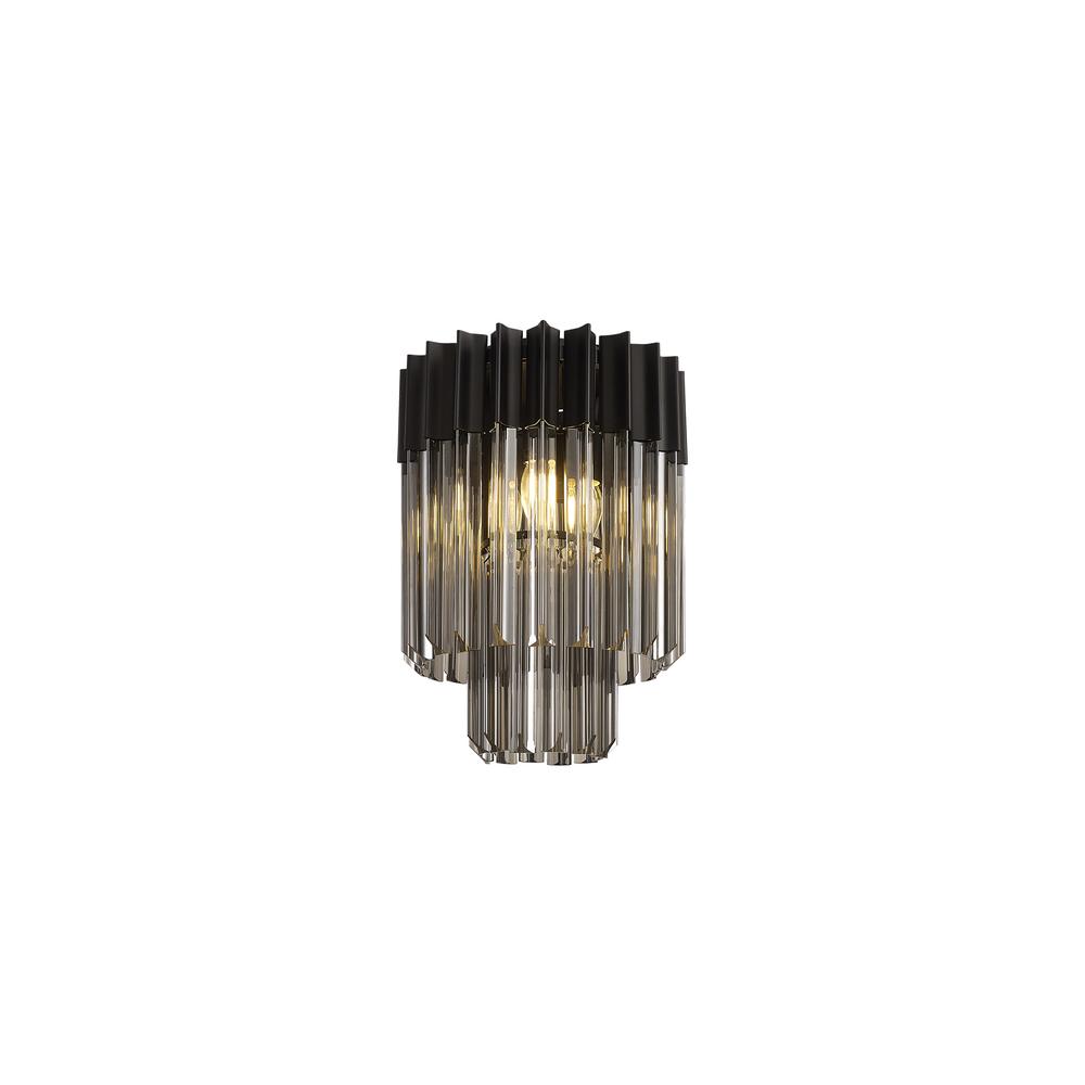 Luxuria Osiris 30cm Ceiling Round 3 Light E14 Matt Black / Smoke Sculpted Glass