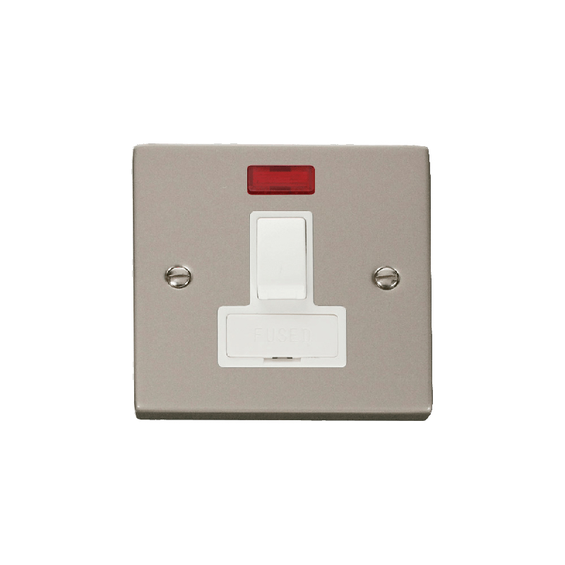 Click Deco 13A DP Switched Fused Connection Unit With Neon Pearl Nickel Insert White