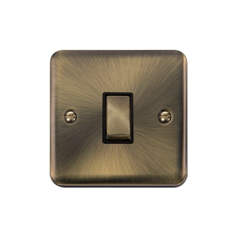 Click Deco Plus MiniGrid 1 Gang Switch Antique Brass Black Inserts