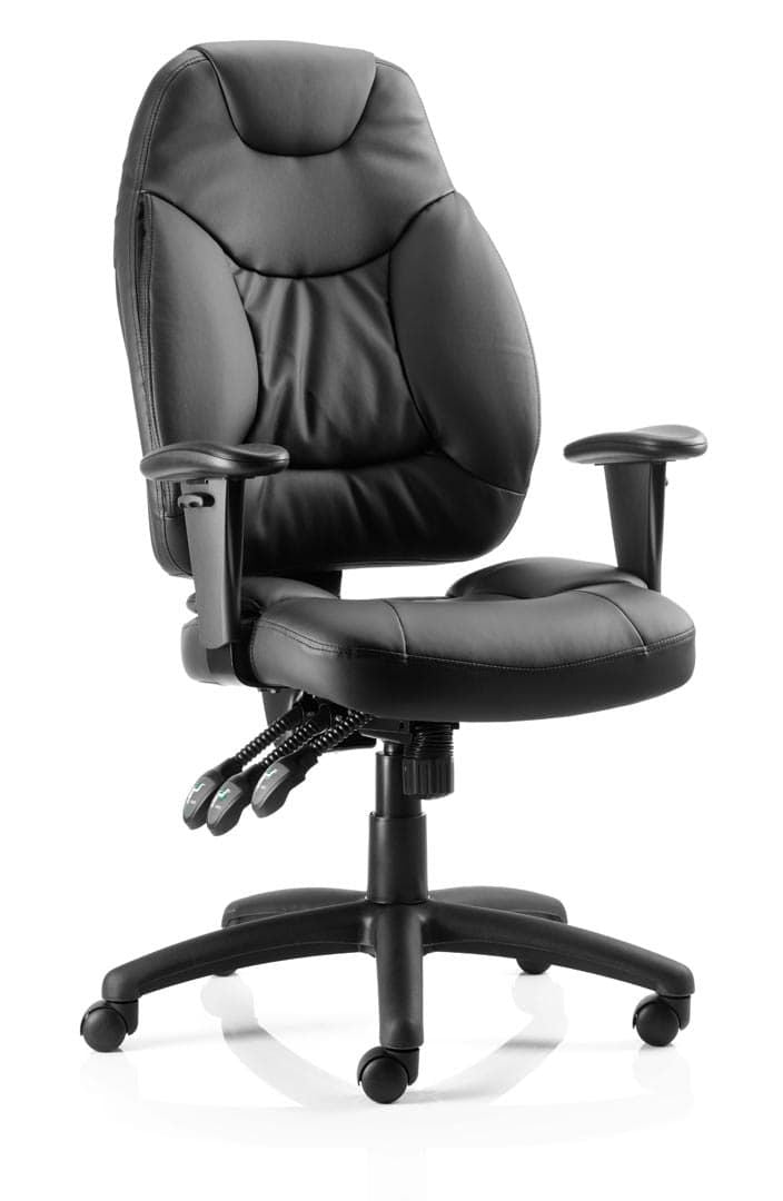 Galaxy Black Leather Office Chair with Height Adjustable Arms Huddersfield