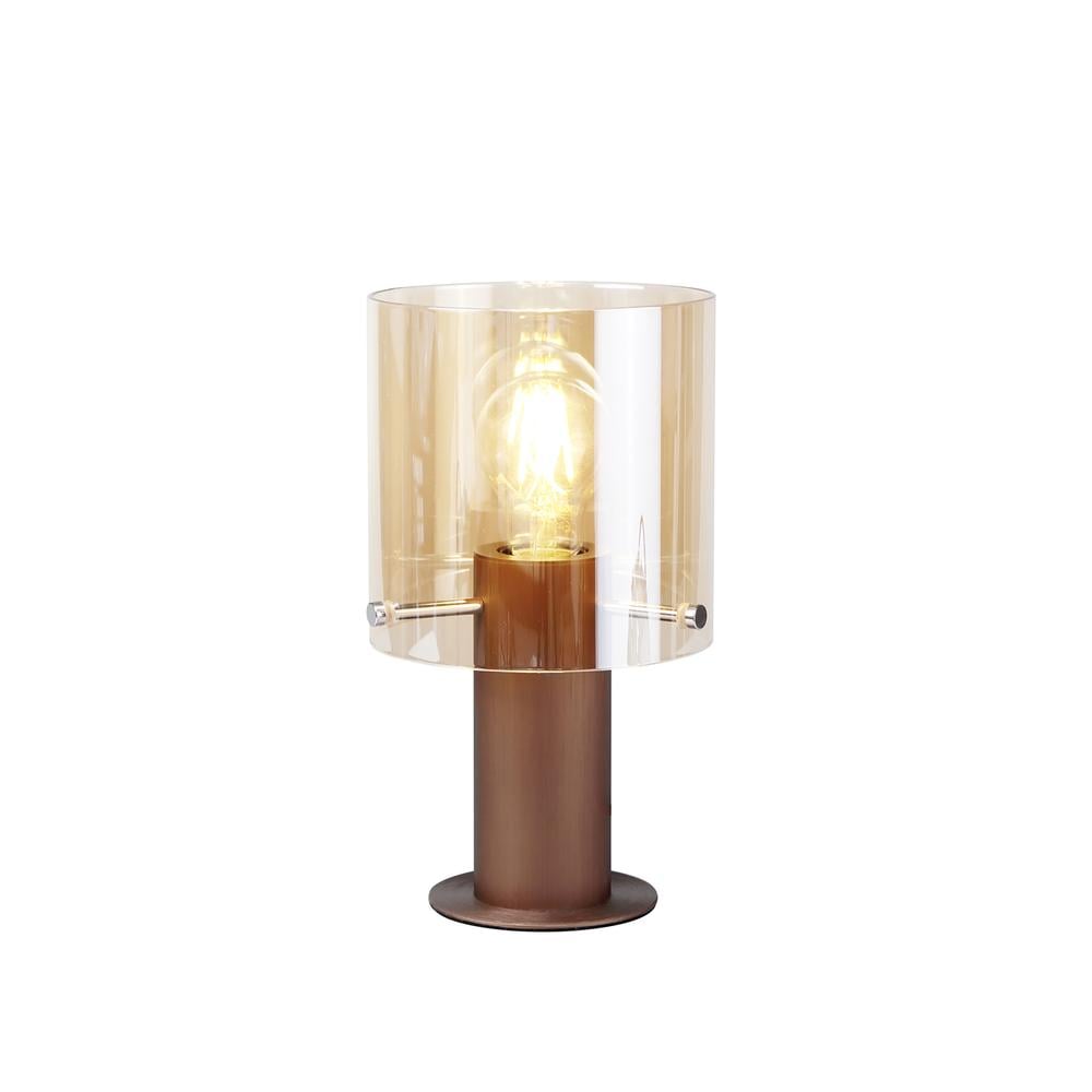 Luxuria Fusion Table Lamp 1 Light Table Lamp E27 Mocha/Amber Glass