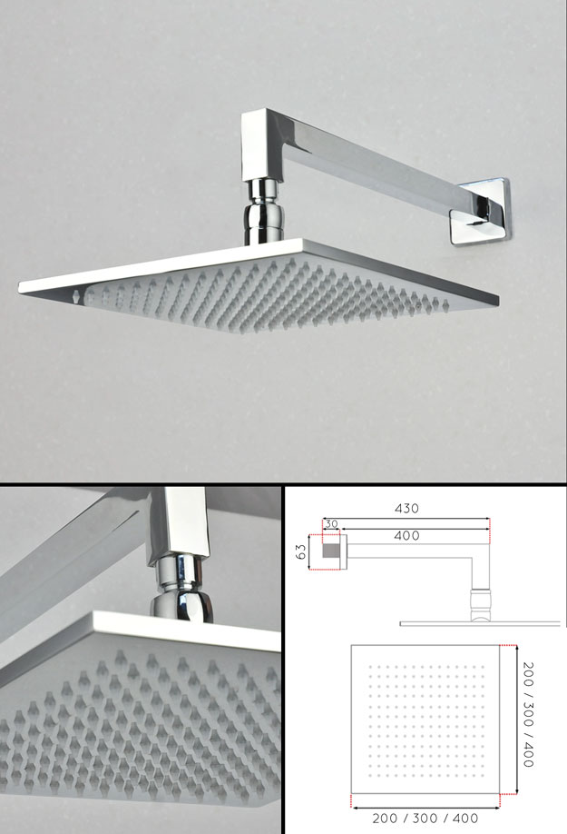 Square Jumbo Large Fixed Shower Head (77X)