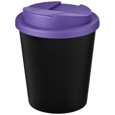 AMERICANO® ESPRESSO ECO 250 ML RECYCLED TUMBLER with Spill-Proof Lid in Solid Black & Purple.