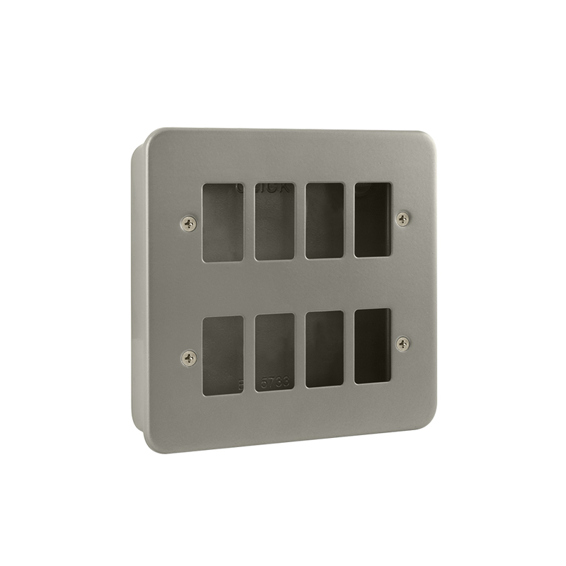 Click GridPro Metal Clad 8 Gang Frontplate with Back Box (No Knockouts)