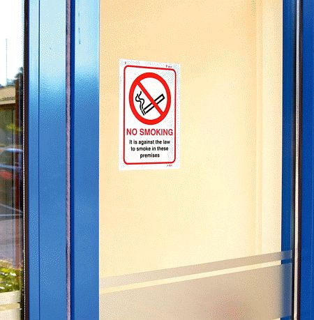 No Smoking against the law to smoke in premises A5 (face Vinyl)