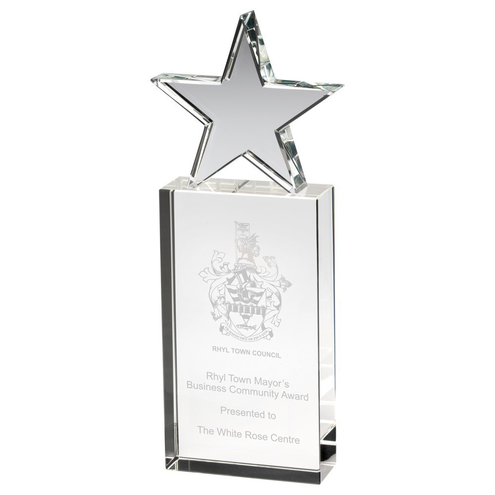 Suppliers Of Clear Glass Star Award - 3 sizes Hertfordshire