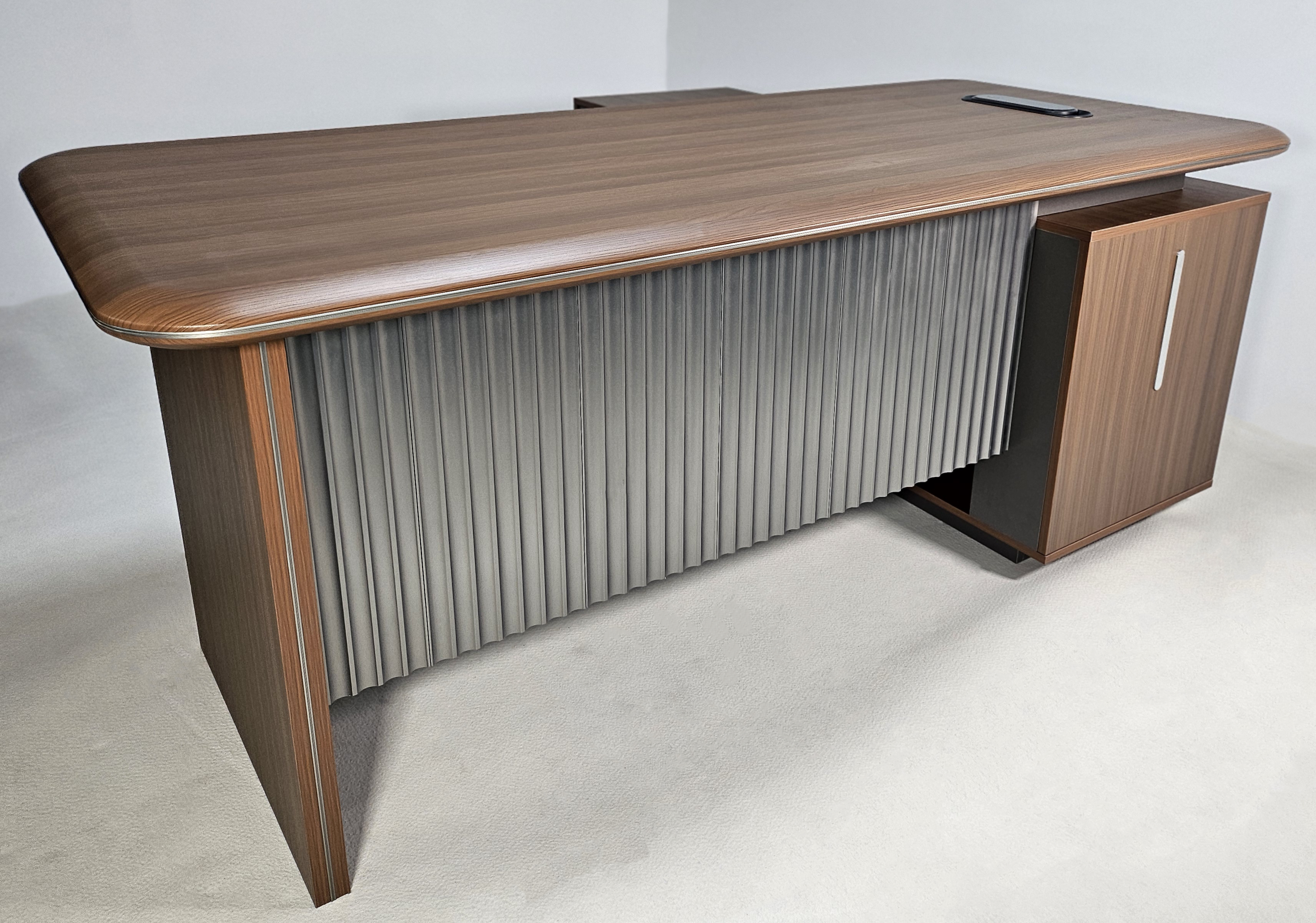 Specialising In Premium Executive Corner Office Desk in American Walnut Melamine - Desktop Power Included - 1600mm, 1800mm, 2000mm - DG27-D01 UK