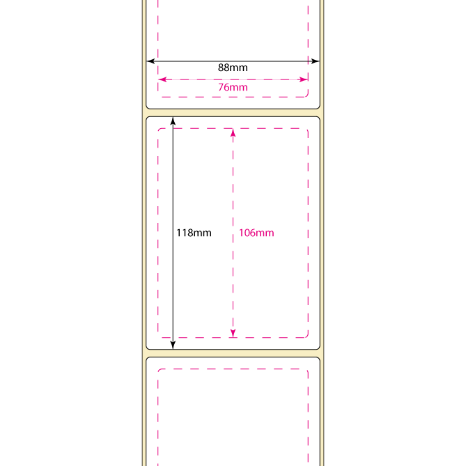 88mm x 118mm Inkjet Matte Paper Label, Permanent Adh. (76mm Core/180mm OD)