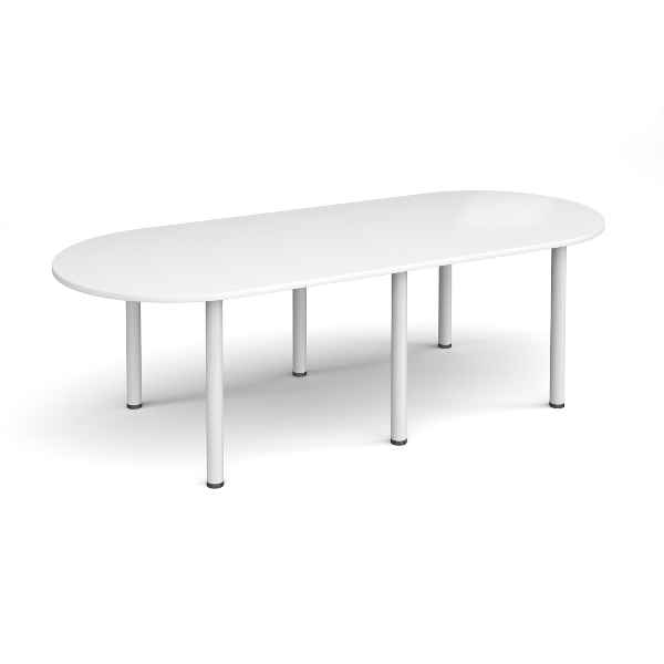 Radial End Meeting Table with White Legs 6 People - White