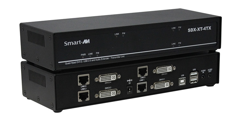 SDX-XT-4P - SmartAVI - KVM Extender, 4-Port DVI Ports, 4-Port CAT5/6, dual head DVI-D, 1920�1200, 2 x USB 2.0, with Audio upto 400 ft over CAT5/6 uncompressed *NEW*