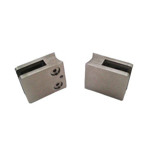 ROUND BACK Brushed Satin Square Shaped Glass clamps for 8mm and 10mm glass