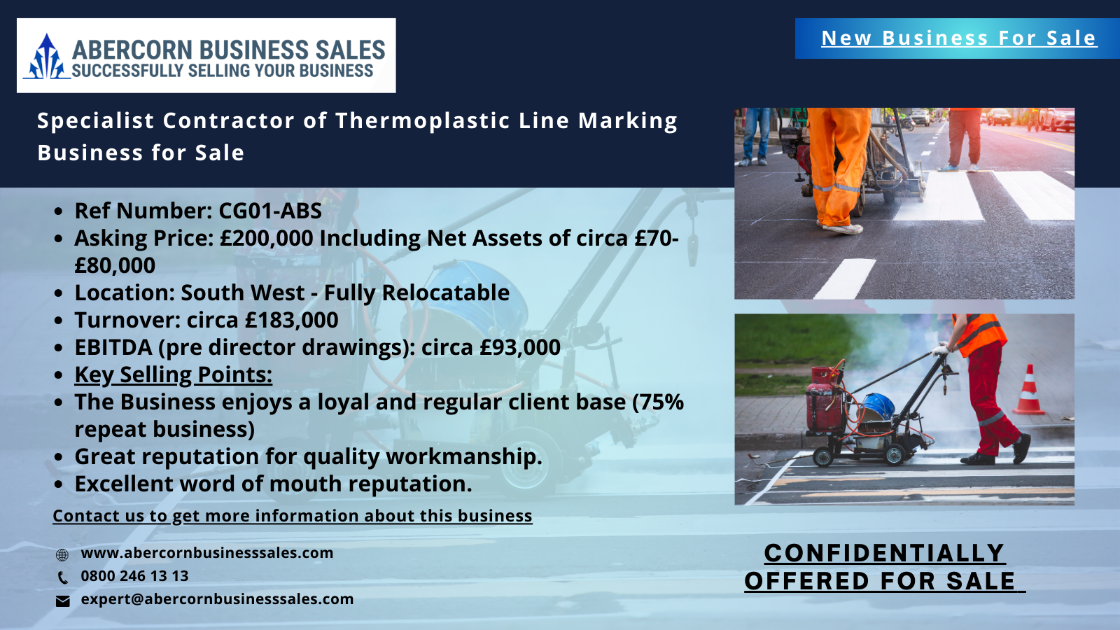CG01-ABS - Specialist Contractor of Thermoplastic Line Marking Business for Sale