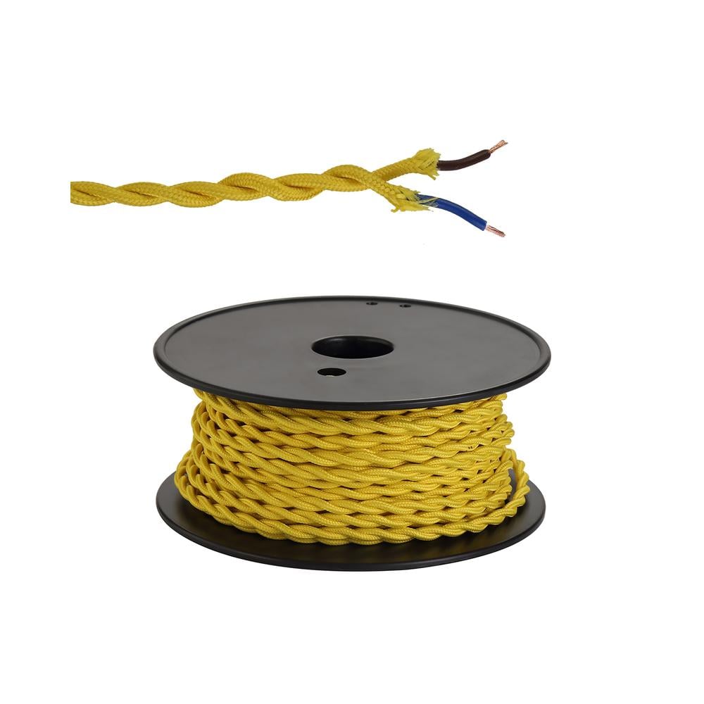 Luxuria Glorelle 25m Roll Yellow Braided Twisted 2 Core 0.75mm Cable